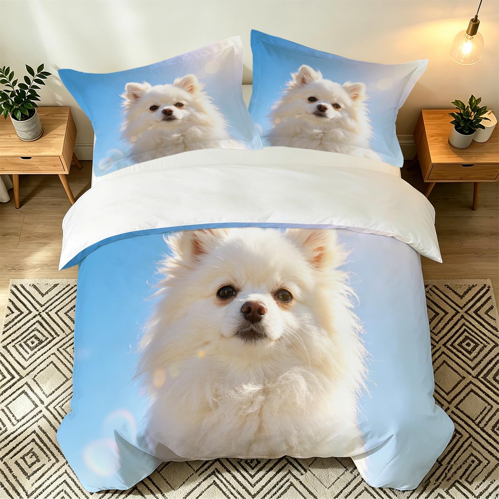 Housse de Couette 200x200 Chien Parure de Lit 2 Personnes Animaux Mignons 3P