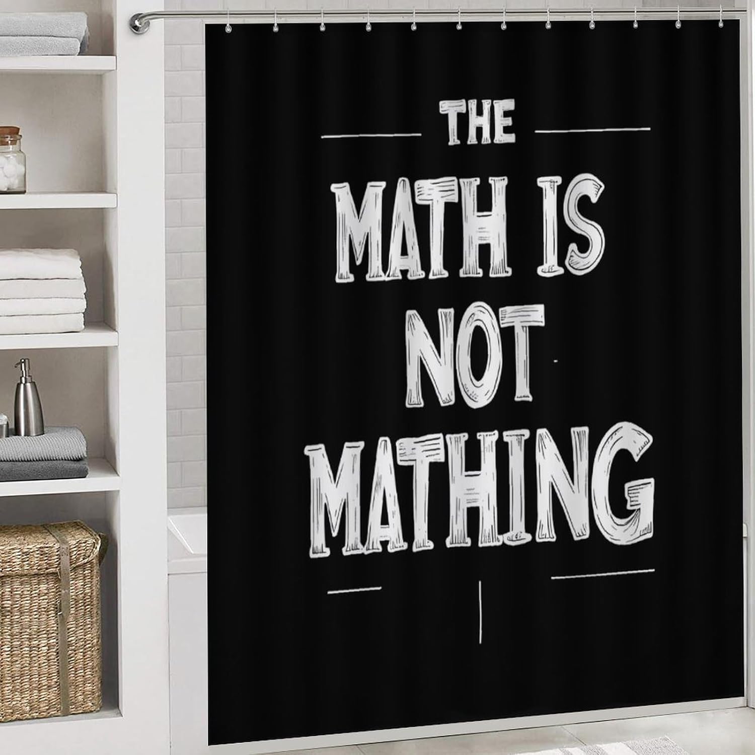 The Math is Not Mathing Bathroom Sets with Shower Curtain and Rugs 4 Piece with U-Shaped Floor Mat Toilet Lid Cover