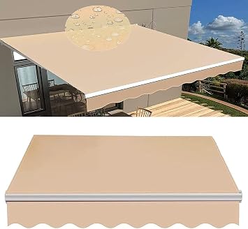 Retractable Patio Awning Replacement Fabric Various size options Without Frame Waterproof Shade Sun Shade Awning Cover Outdoor Patio Canopy Sunsetter Deck Awnings Polyester  Color L X W , Size