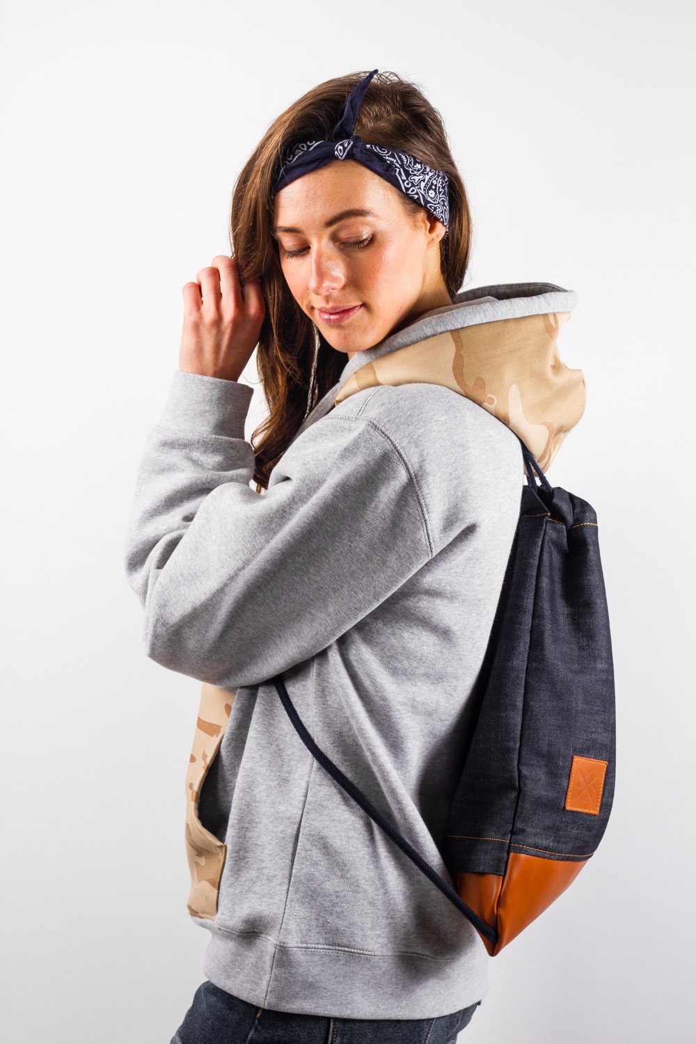 Manufaktur13 Denim Sports Bags – dżinsy worki gimnastyczne, plecaki, torby gimnastyczne, plecaki, torby sportowe, torby jutowe, torba (M13) niebieski Denim Leather