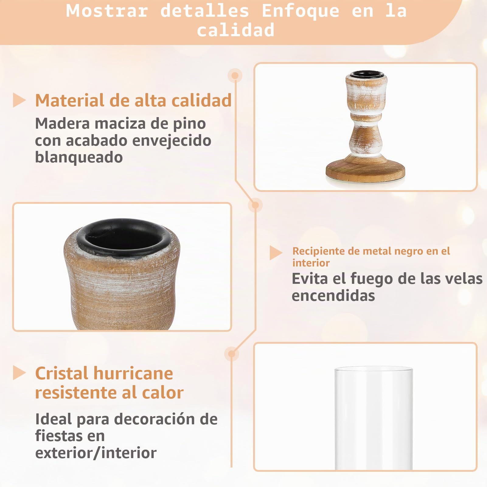 NUPTIO Mader Huracán Candelabro de Vidrio - 10 Piezas A Granel Taper Candelabros de Vela Palo de La Vela Se Mantiene El Paquete de Claro Cónico Velas Moderno Mesa De Navidad Cena Chimenea