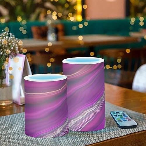 Vista 124 de Velas parpadeantes sin llama, velas LED moradas de mariposa lavanda con temporizador remoto, juego de 2 velas a pilas para San Valentín, boda