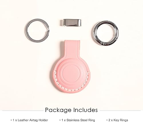 Miniatura 4 de Soporte para Airtag de cuero genuino adecuado para llavero de Apple Airtag, soporte seguro para AirTag con cerradura de anillo de acero inoxidable,