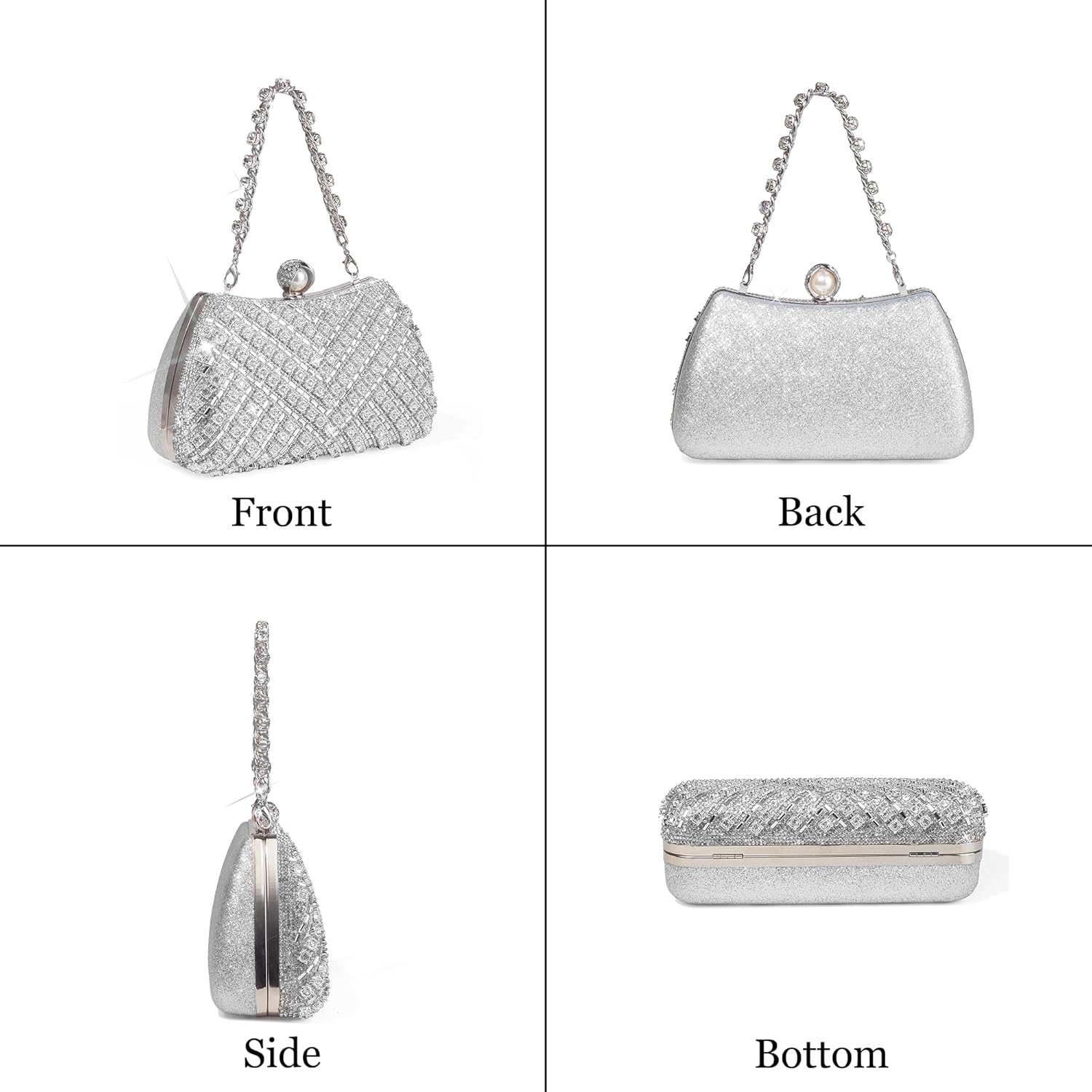 Womens Sparkly Rhinestone Crystal Glitter Clutch Purse Evening Handbag Shoulder Bag for Wedding Party Prom - Image 7