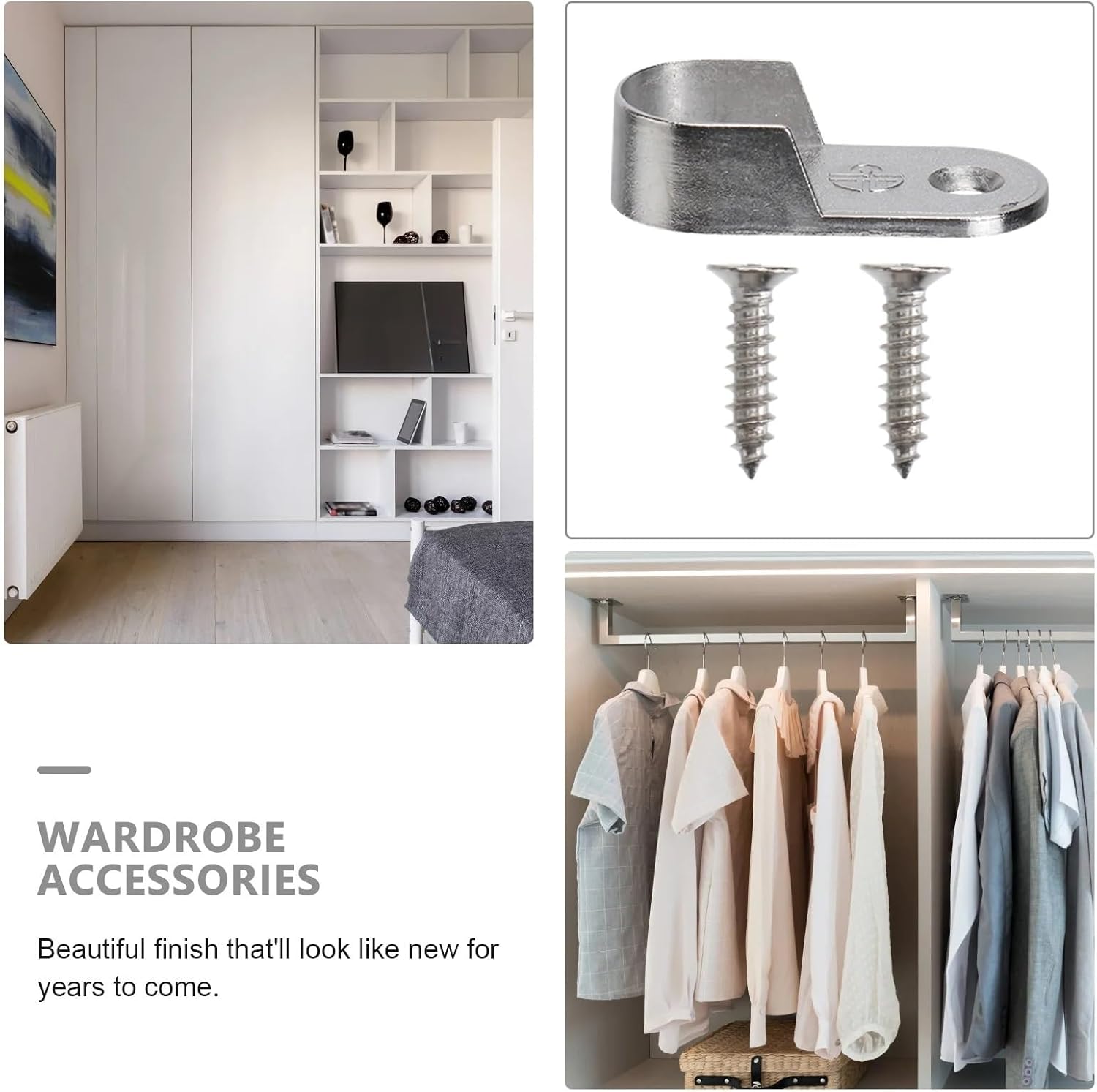 Closet Rod Brackets 100Pcs Oval Closet Rod End Supports Furniture Accessories Wardrobe Tube Support Bracket Clothes Hanging Rod Holder for Closet Bathroom