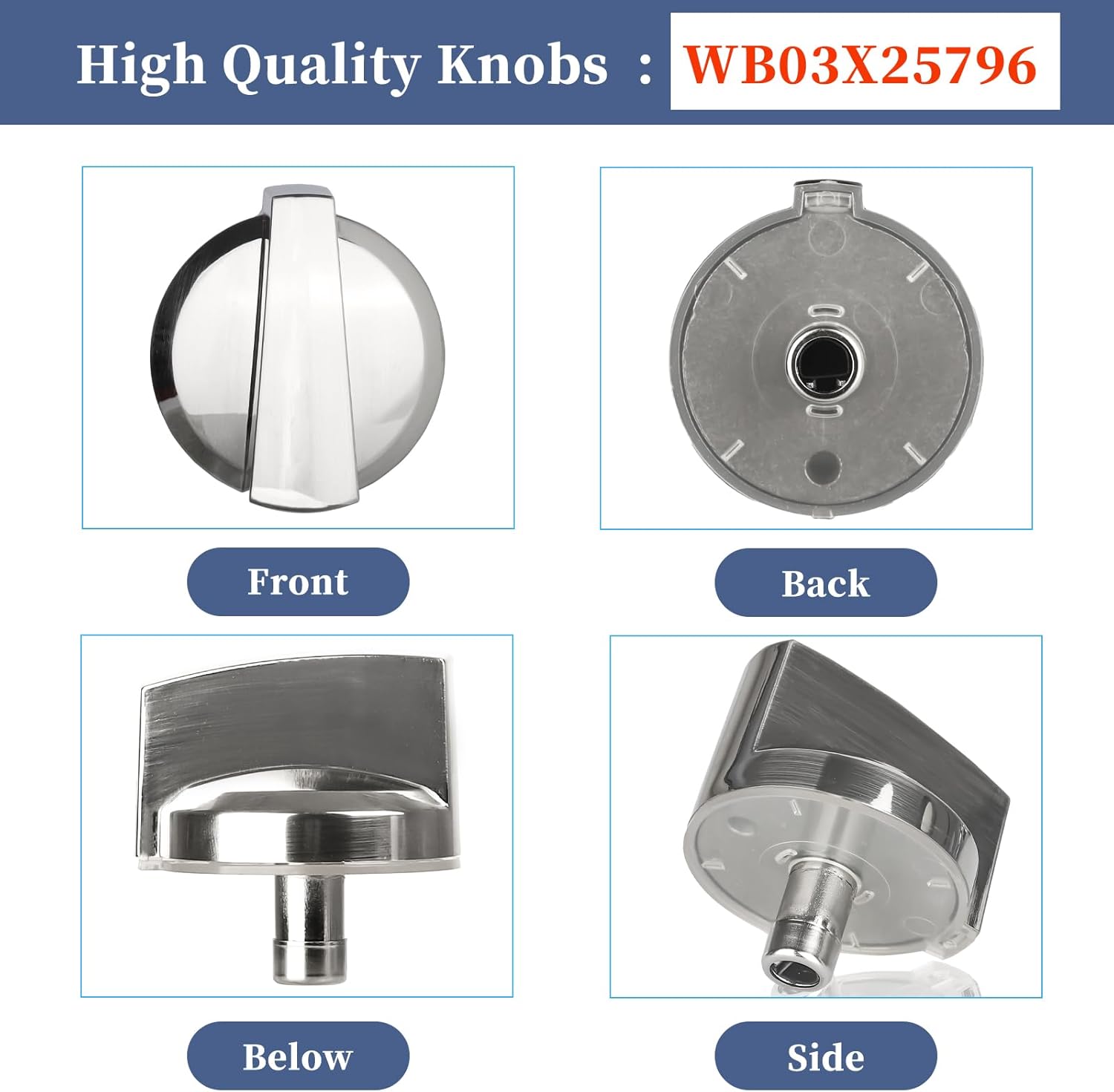 WB03X25796 Gas Cooktop Knob Compatible with ge Profile Stove Knobs, Fits PGP953SET1SS PGP986SET1SS PGP959SET1SS PGP976SET2SS - Replaces AP5986232 PS11721433 4362262 WB03T10326 Burner Range Knob - 5PCS