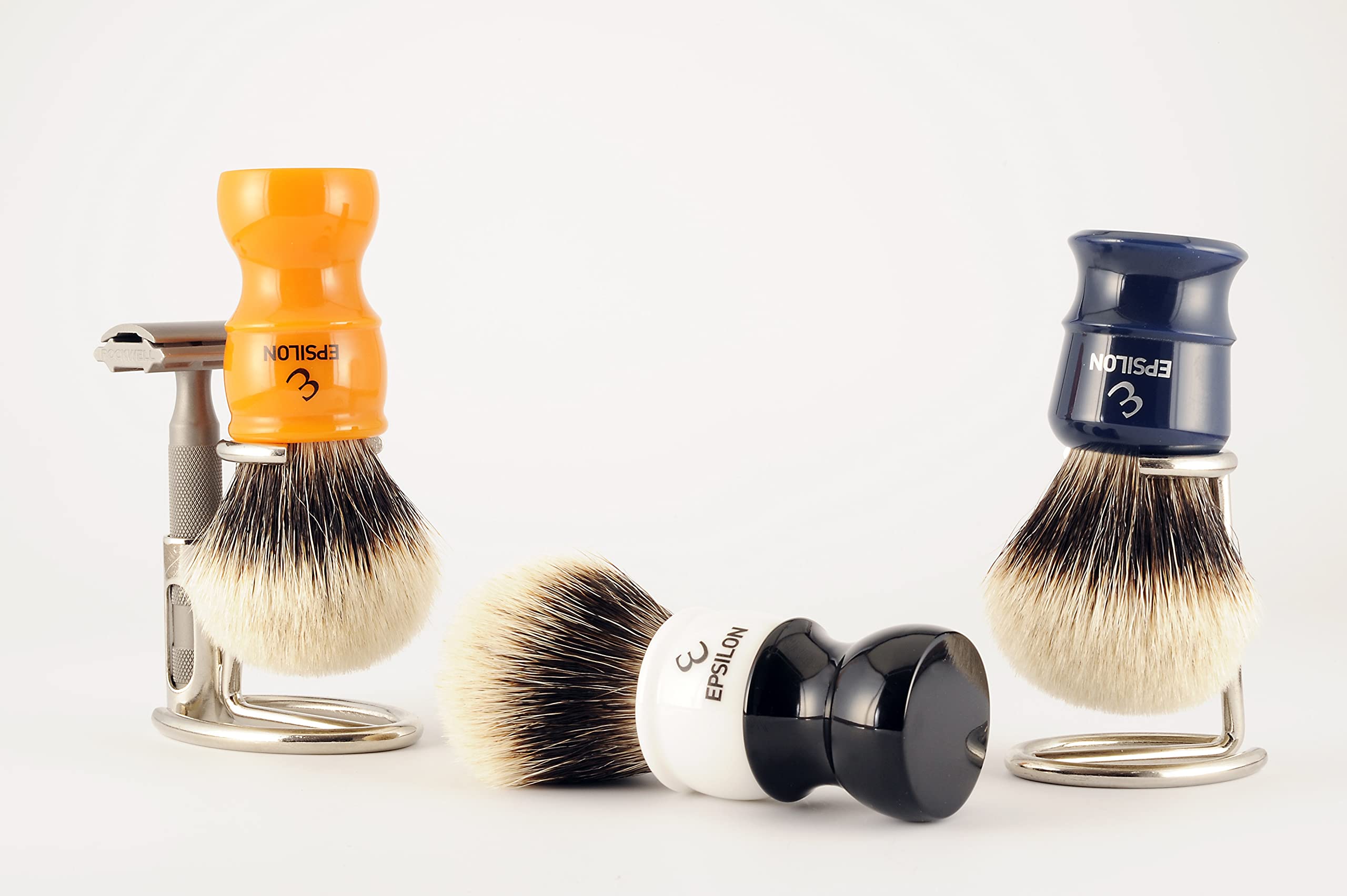 Epsilon Pennello da Barba a Due Bande Bianco e Nero 52/26 mm, Standard, Único