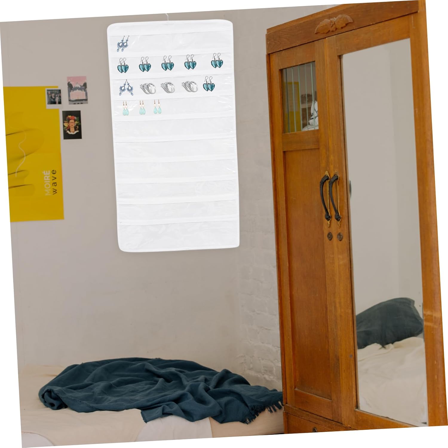 Jewelry Jewellery Pouch Home Decor Wall Hooks Decorative Wall Mounted Clothes Rack Clear Storage Bags Kids Jewelry Necklace Hanger White Storage Rack Pvc Double Sided Child (Whitex3pcs 87X43CMx3pcs)