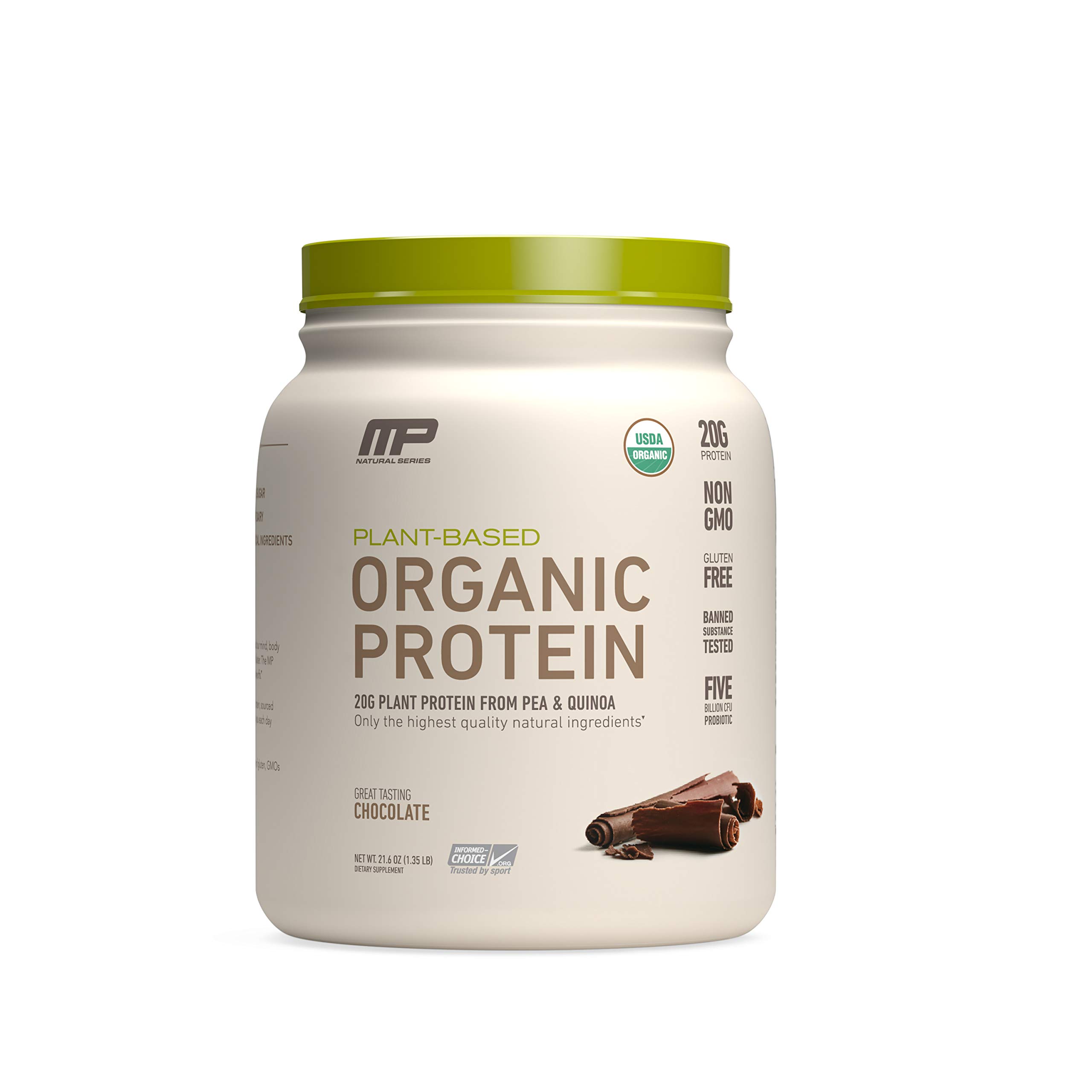 MP Plant Based Protein Powder, Certified USDA Organic, All Natural, Probiotics, Gluten Free, Non GMO, BCAA's, Chocolate, 15 Servings
