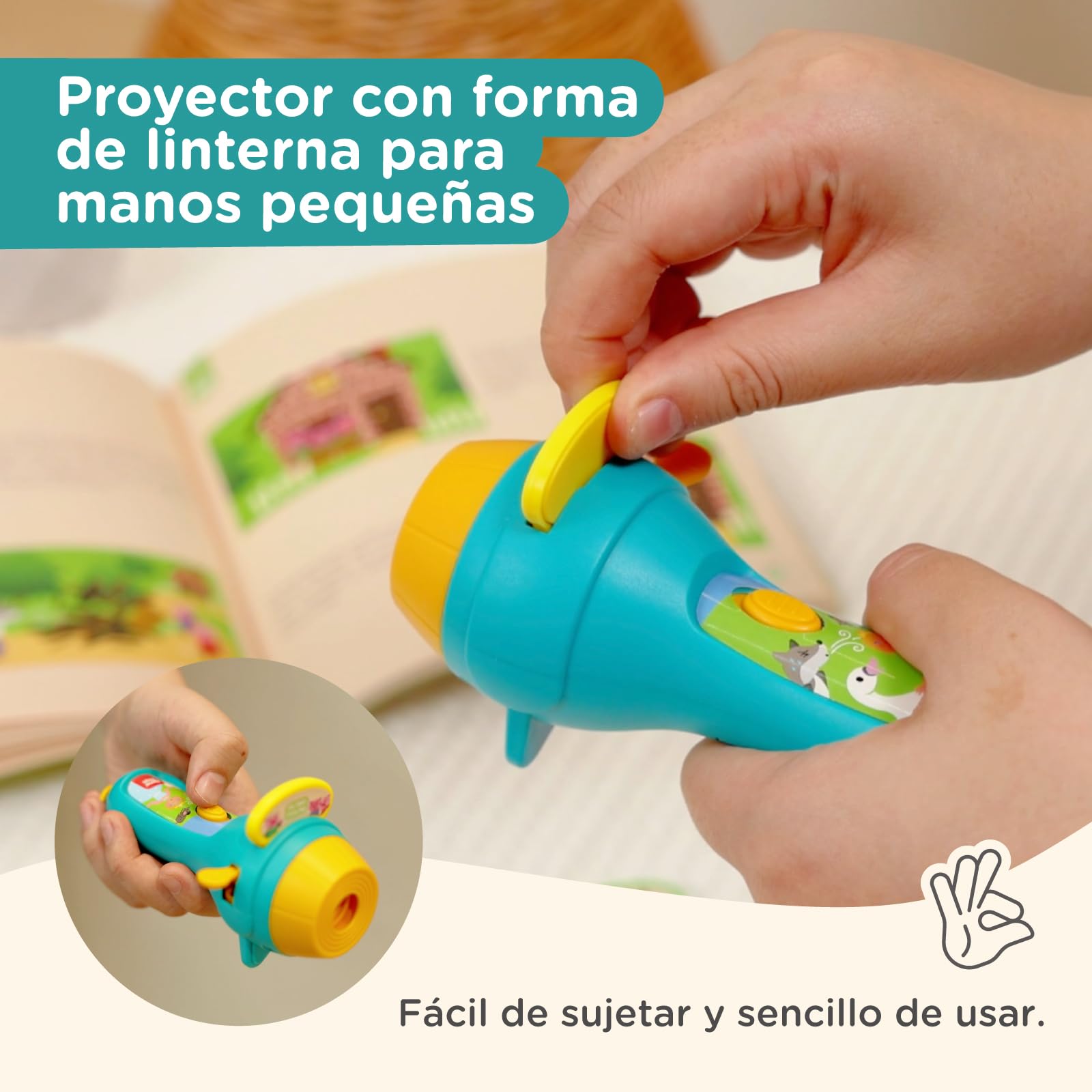 Nene Toys Libro de Cuentos con Linterna Proyectora y Teatro de Sombras para Niños +3 Años - 4 Cuentos Clásicos en 5 Idiomas, Juego Interactivo para Dormir y Regalo Infantil - 5
