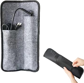 Flat Iron Travel Case Pouch Sleeve Professional Felt Mat Curling Iron Cover Hair Straighteners Case Cover Travel Hair Curler Curling Wand Storage Tyling Tool Pouch Gray