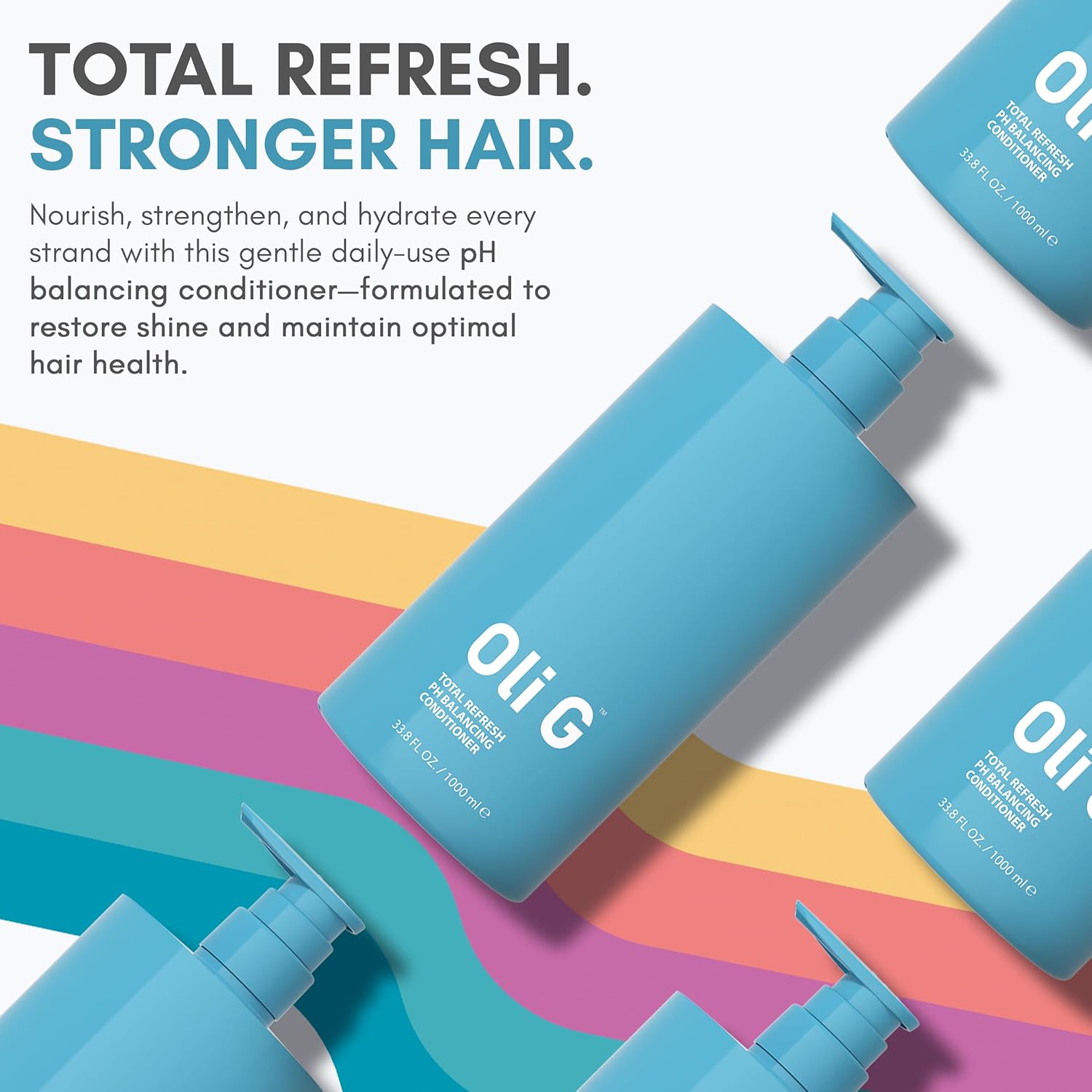 Oli G Total Refresh pH Balancing Hair Conditioner – Lightweight Daily Conditioner for All Hair Types – With Marula Oil, Shea Butter, Botanical Proteins – Detangles, Softens & Smooths – 38.8 fl oz - Image 2