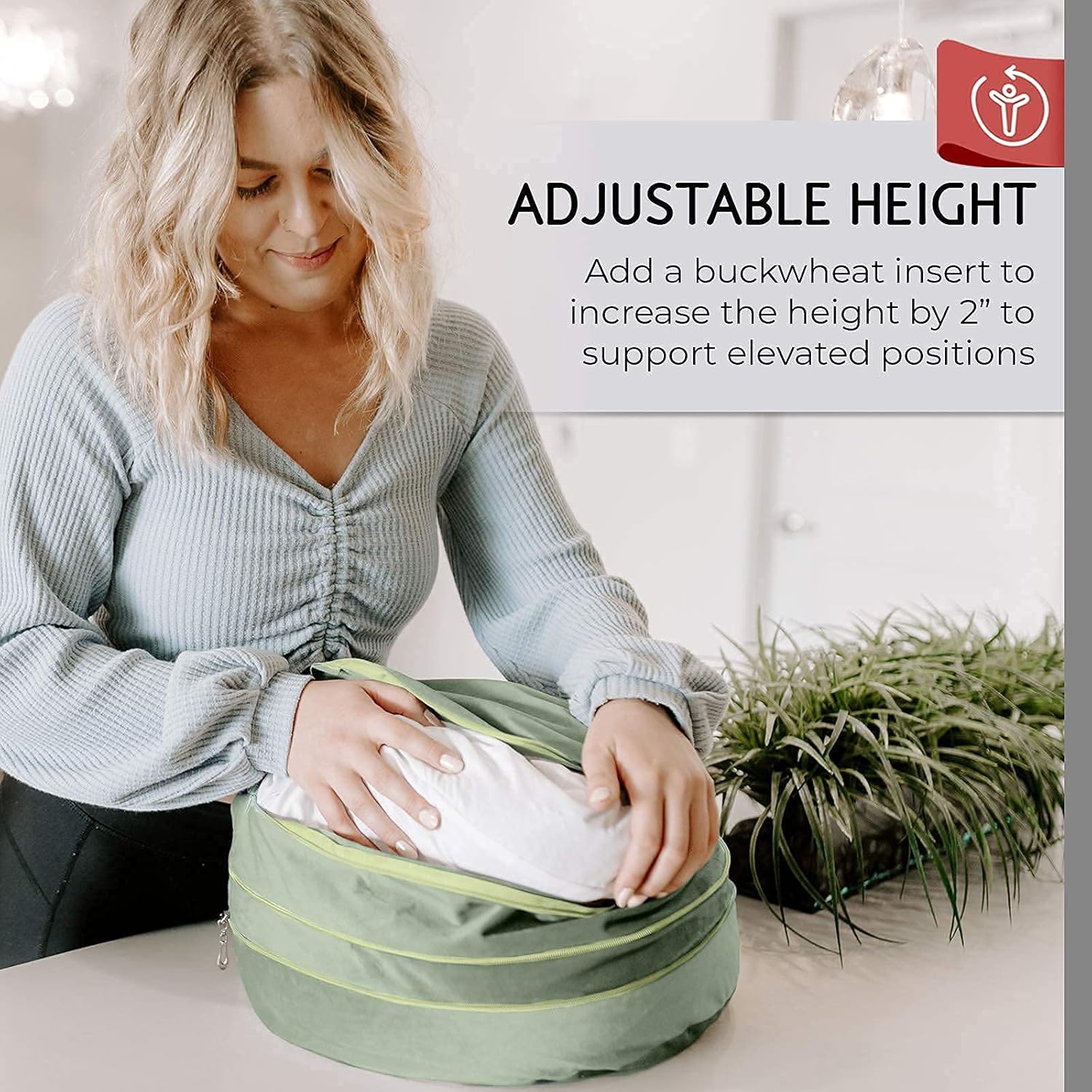 Florensi Adjustable Meditation Cushion & Zabuton Meditation Mat Sage Green Bundle- Premium Velvet Meditation Pillow, Perfect Pair of Buckwheat Meditation Cushion & 100% Cotton Meditation Mat : Sports & Outdoors