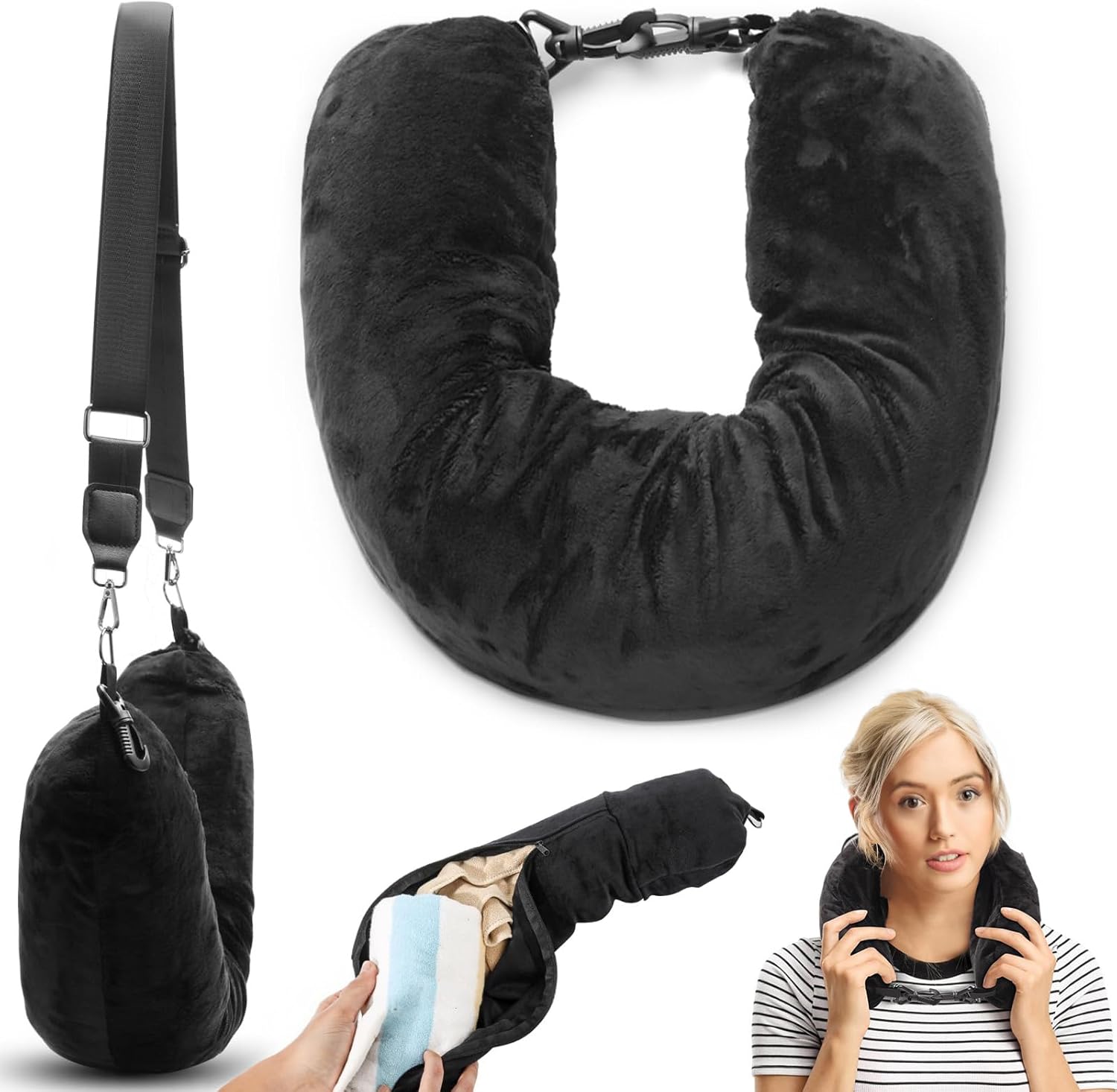 Stuffable Neck Pillow for Travel – Soft Plush Stuffable Travel Neck Pillow Travel Pillow Storage Bag with Adjustable Straps for Extra Luggage Travel Essentials Stuffable Neck Pillow for Travel – Soft Plush Stuffable Travel Neck Pillow Travel Pillow Storage Bag with Adjustable Straps for Extra Luggage Travel Essentials