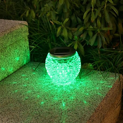 Lxcom Lighting Luz decorativa solar, multicolor, luz solar de bola de globo solar, lámpara de mesa solar recargable, luces de globo solar, material