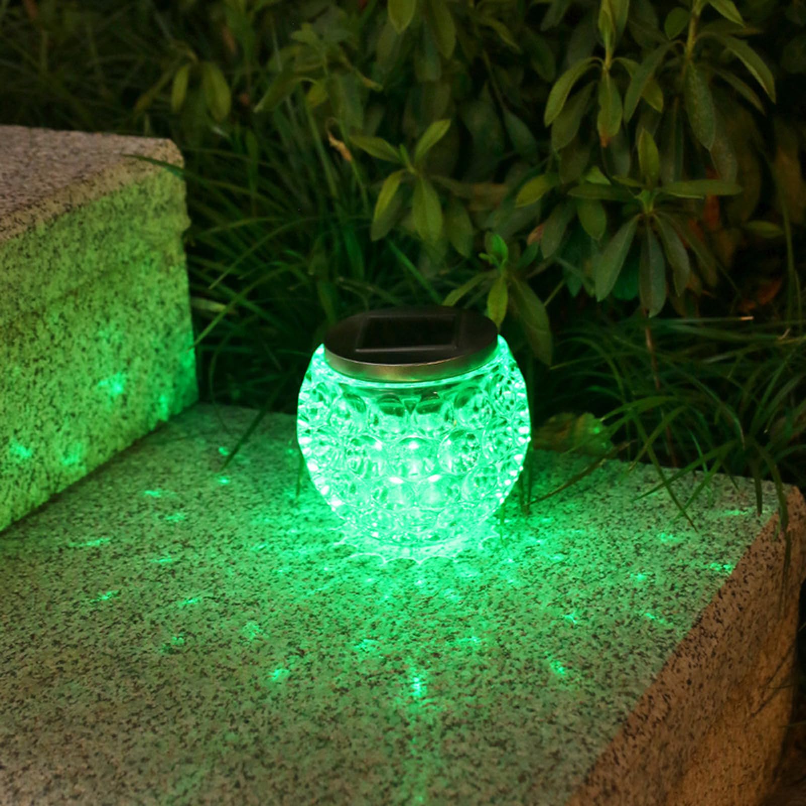 Lxcom Lighting Solar Decorative Light Multicolor Solar Globe Ball Light Rechargeable Solar Table Lamp Solar Globe Lights Glass Material for Garden Yard Table, 2 Pack