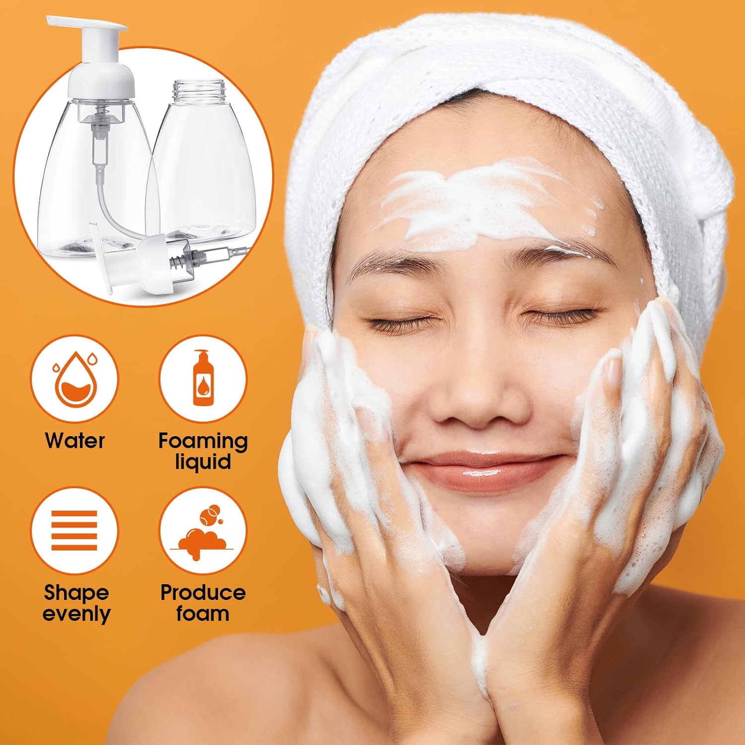 12 Pcs eBoot Foaming Soap Dispenser Foaming Pump Bottle Travel Hand Soap Pump Foam Dispenser Bottle Plastic Press Bottles Empty Refillable Plastic Container for Liquid Shampoo (8 oz) - Image 4