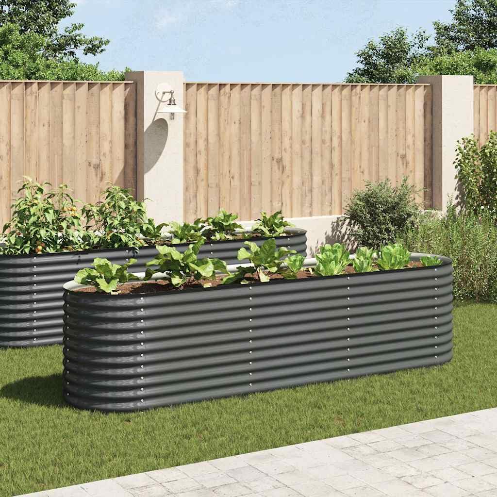 Jardín de 320 x 80 x 81 cm de acero galvanizado en color gris, diseño moderno y robustez inoxidable, para jardín, balcón y terraza