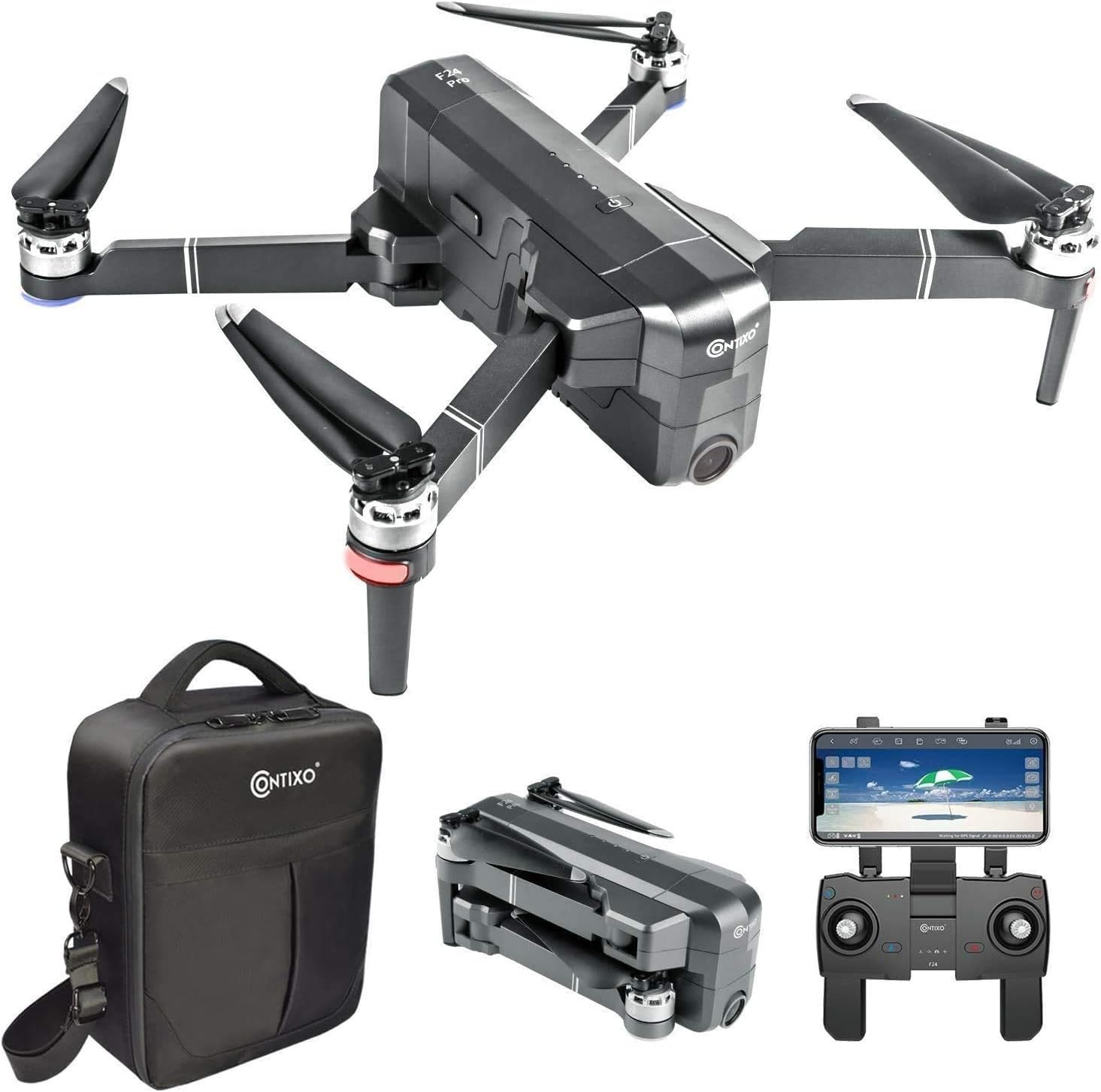 Contixo F24 Pro 4K UHD Foldable Drone – 30 Min Flight Time, Brushless Motors, Advanced GPS Navigation, Intelligent Flight Modes, Wi-Fi FPV, Auto Return to Home, Optical Flow Positioning
