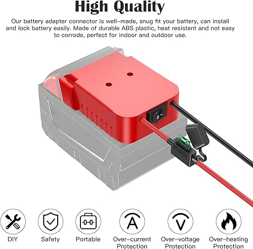 Miniatura 6 de Paquete de 2 adaptadores de ruedas eléctricas para Milwaukee M18 Adaptador de batería de 18 V Power Wheels Kit de conversión de batería con