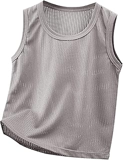 Camiseta deportiva ligera y transpirable para niños pequeños, de secado rápido, sin mangas, para actividades al aire libre, para actividades al aire libre, gris, 3-4 años