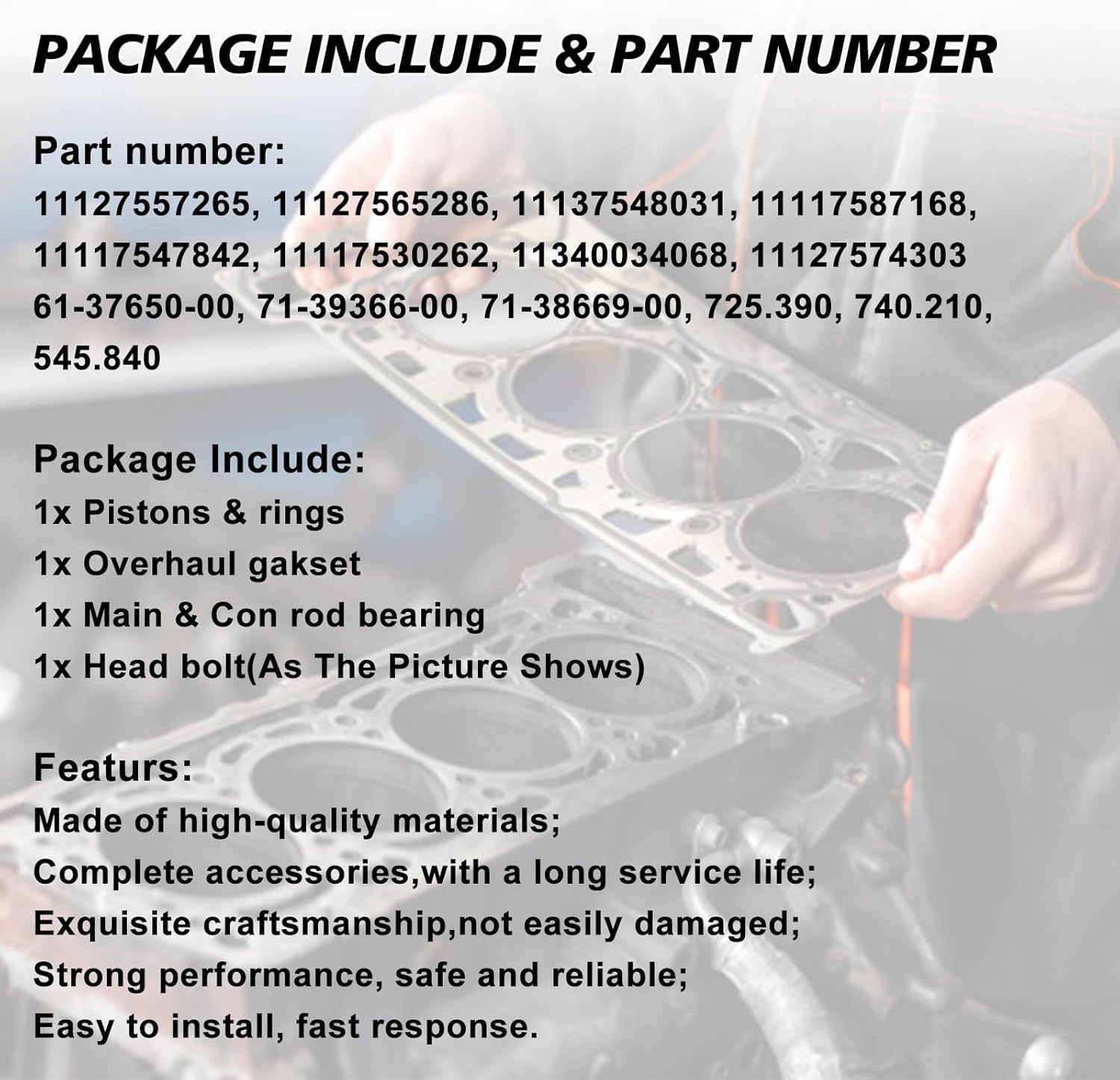 11117530262 Engine Overhaul Gasket Seals Kit Fits for 335i 135i E60 E90 E92 E89 E71 N54 3.0L Engine Rebuilding Gasket Aftermarket Parts