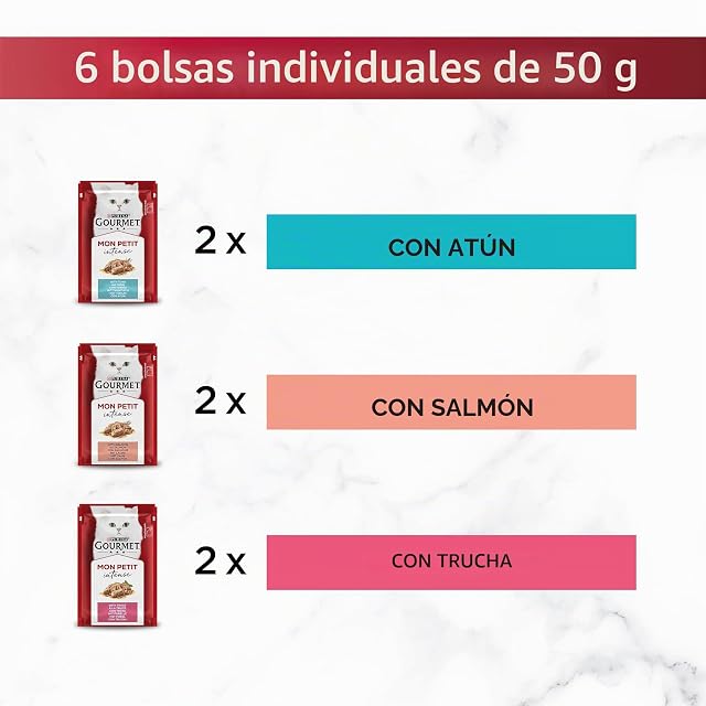 Foto 3 de 8 de Gourmet Purina Comida para Gatos Adultos Mon Petit, 8 Unidades (8 x 6 x 50 g)