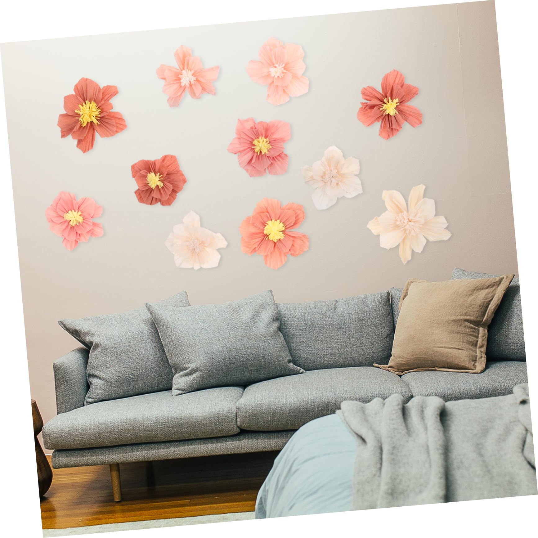 Lurrose Kit de Fleurs en Papier Crépon 24 Pièces, Fleurs Artificielles 3D