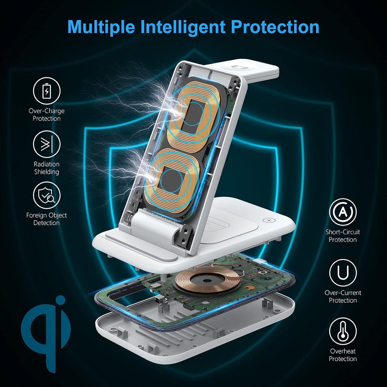 Wireless Charging Station for Apple Devices, KIMILAR 18W Foldable 3 in 1 Fast Wireless Charger Stand for iPhone 14 13 12 11 Pro/Pro Max/XR/XS/X, iWatch 8 7 6 SE 5 4 3 Ultra, Airpods...