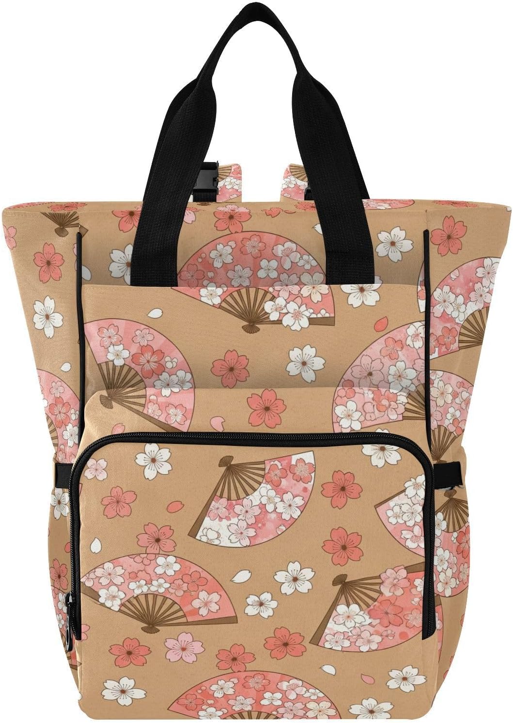 SPRIPORT Flowers Brown Print Diaper Bag Backpack for Baby Boys Girls Multifunction Baby Essentials Travel Tote with Stroller Straps & Bottle Storage Large Travel Diaper Backpack for Baby Shower Gifts