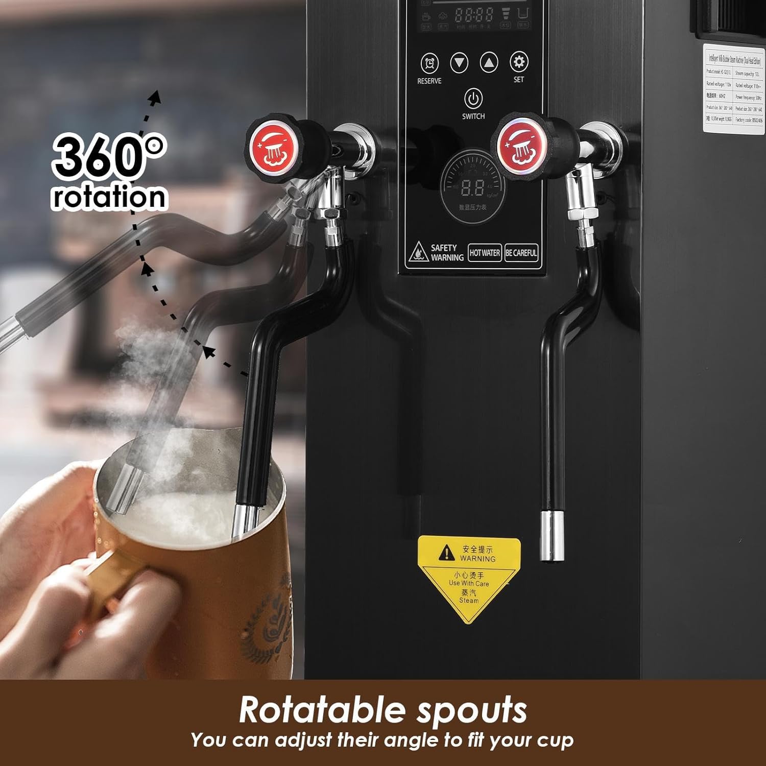 Generic Commercial Milk Frother with rotatable spouts