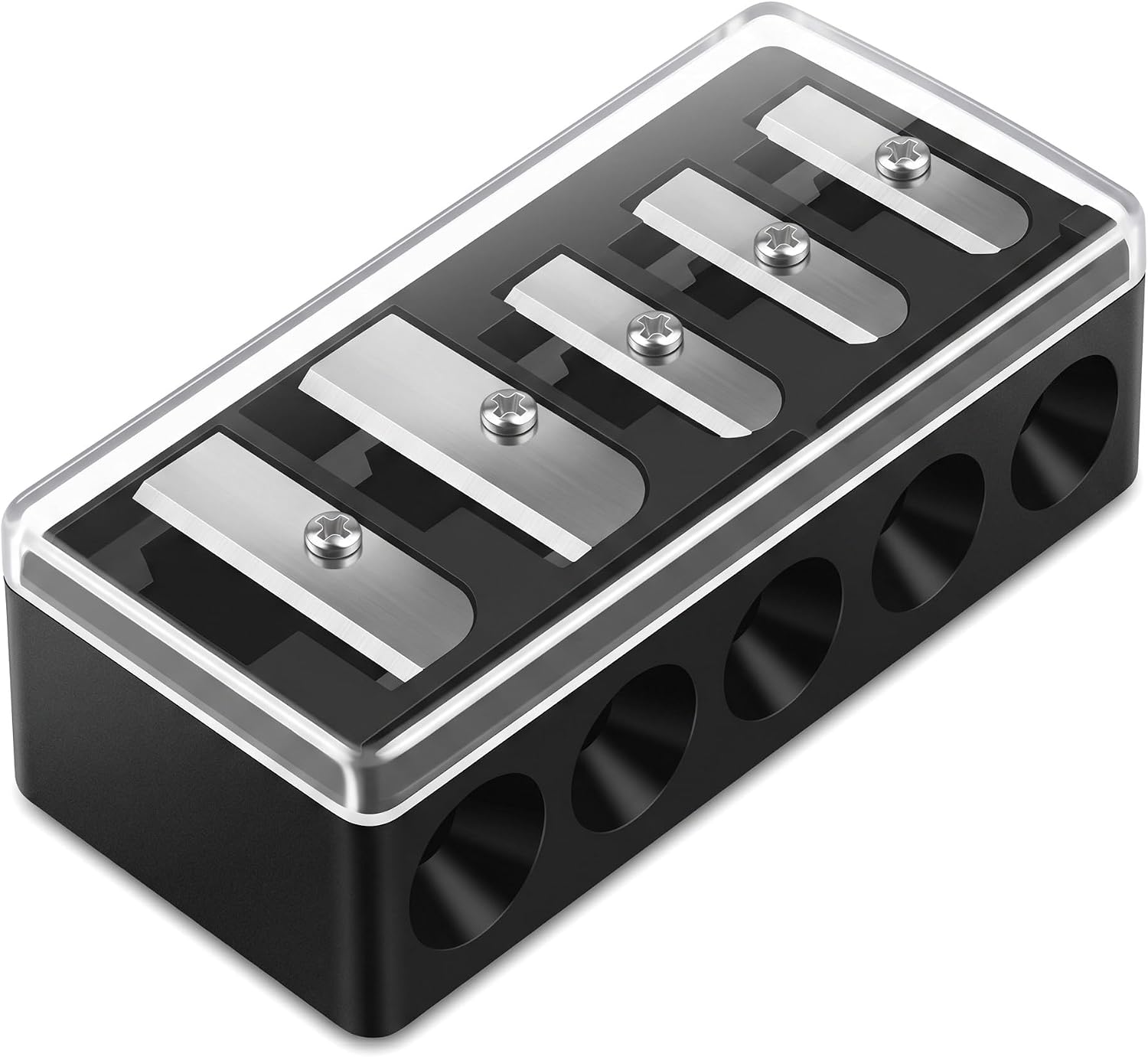5 Hole Makeup Pencil Sharpener Cosmetic Sharpener for Eyebrow Pencil Eyeliner Lip Liner and Concealer Pencil with Storage Box Multiple Sizes Black