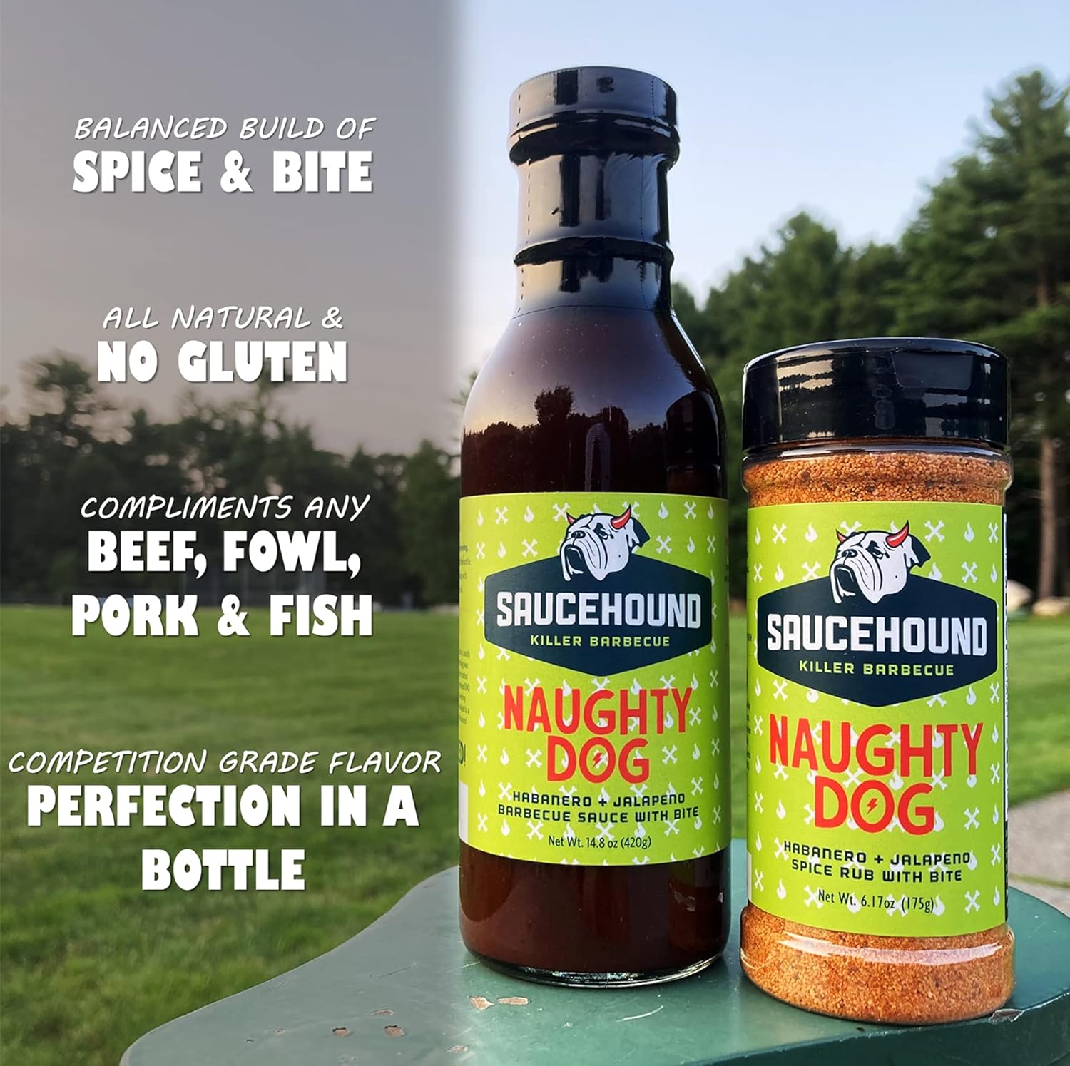 Saucehound Original & Naughty Dog Championship Recipe BBQ Seasoning Spice Rub, Sweet Tangy & Spicy, Combo : Grocery & Gourmet Food
