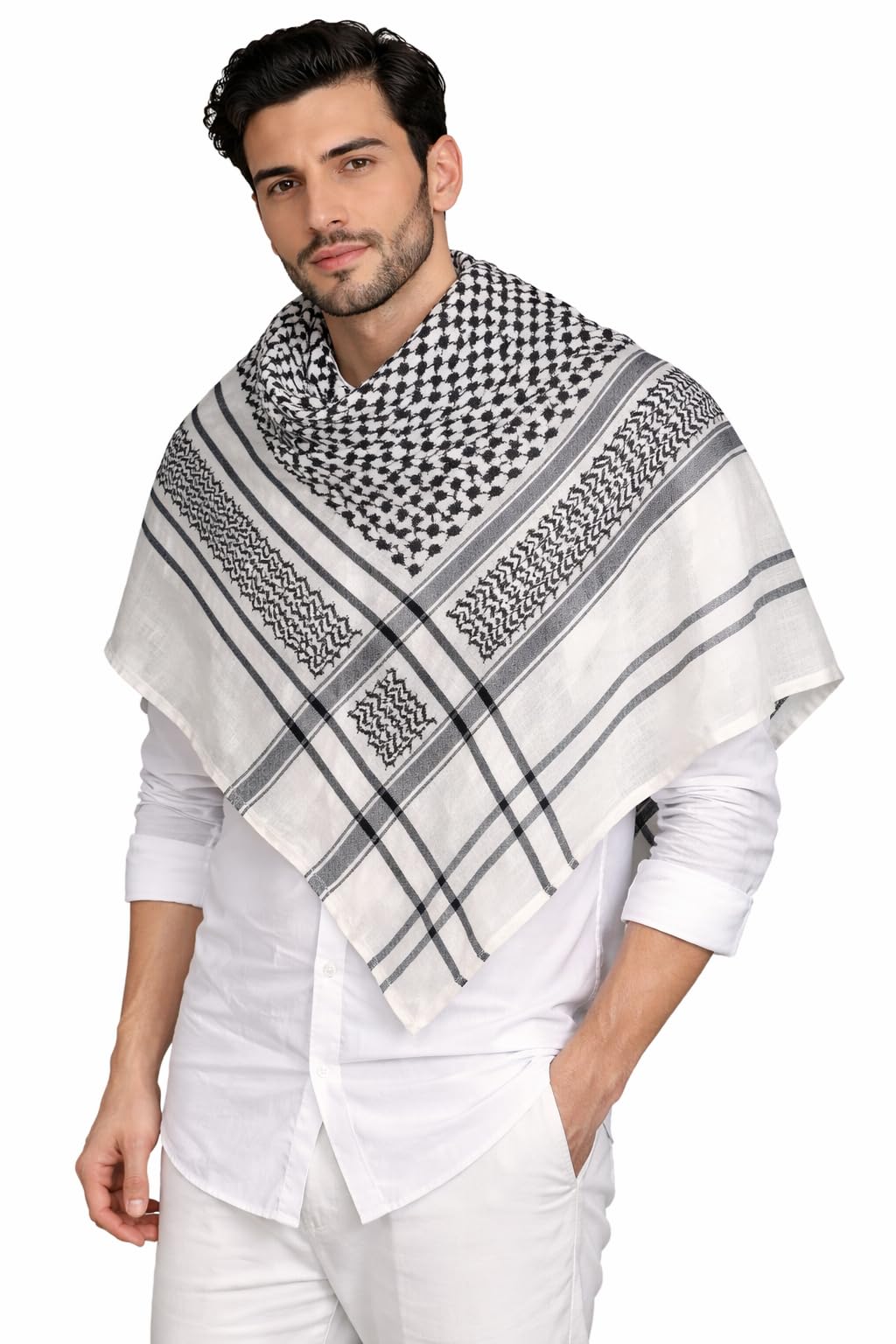 skhoza Men's Superior Cotton Desert Scarf Arab Keffiyeh-picture-44