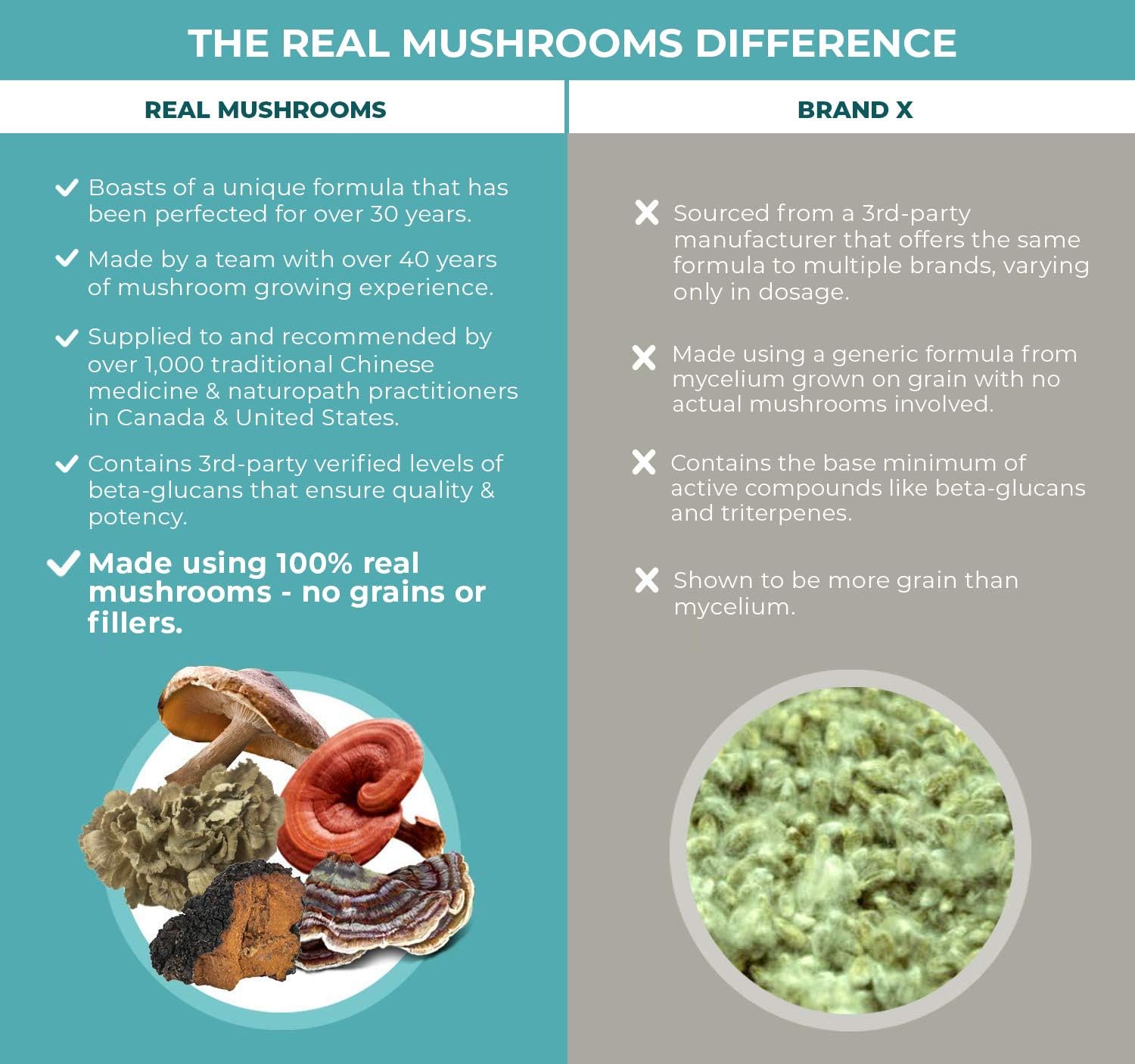 Real Mushrooms 5 Defenders Mushroom Supplements for Immune Support (90ct) Promote Better Overall Wellbeing w/ Chaga, Shiitake, Maitake, Turkey Tail, & Reishi Mushroom | Vegan, Non-GMO : Grocery & Gourmet Food