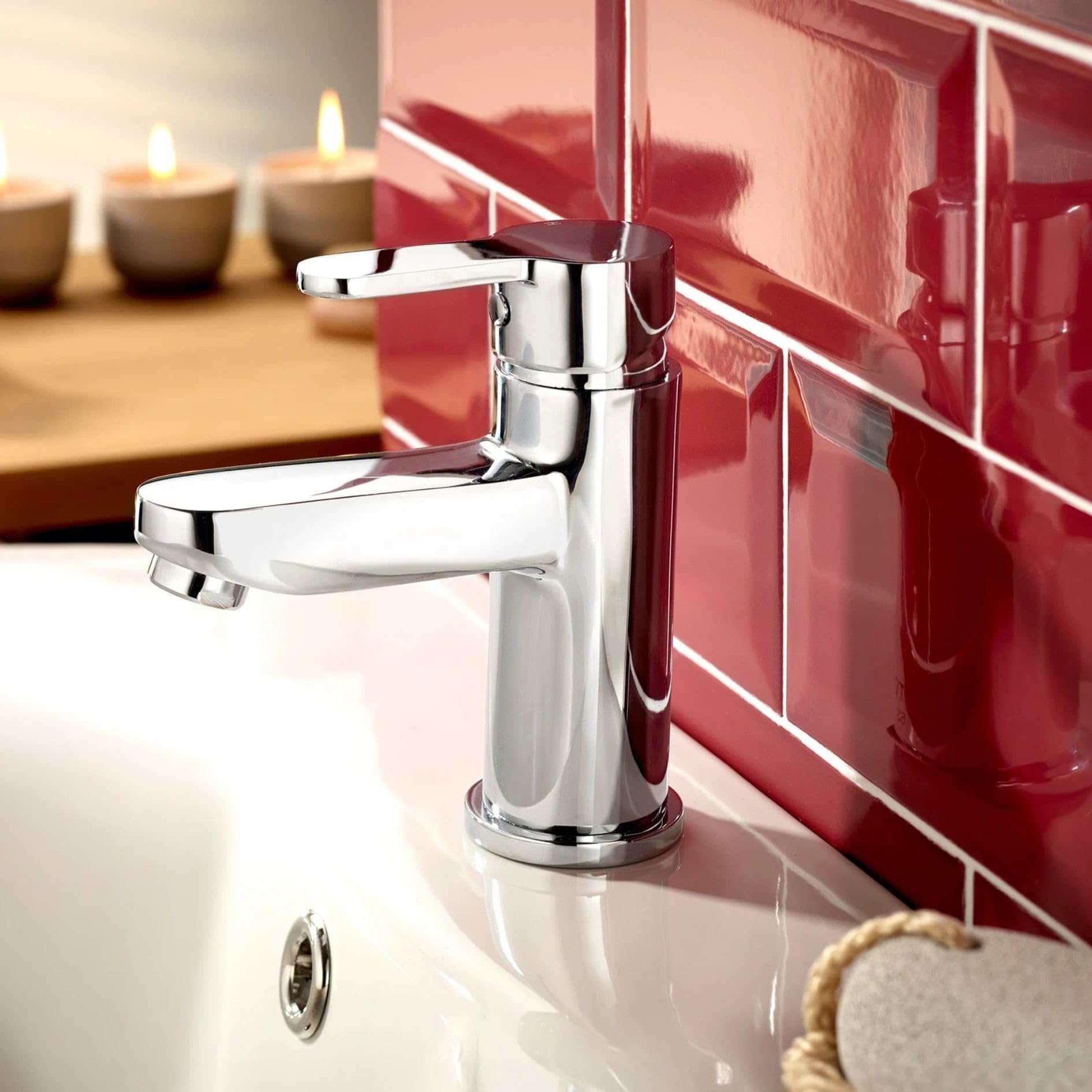 Chrome Mono Basin Mixer Tap Bathroom Sink Faucet, Medium - Image 2