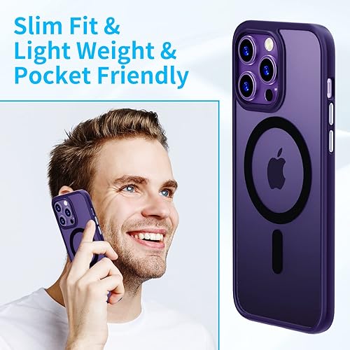 Miniatura 7 de Huffii Funda magnética para iPhone 14 Pro Max para MagSafe 2 lentes de cámara + 2 protectores de pantalla Funda delgada mate para iPhone 14 Promax