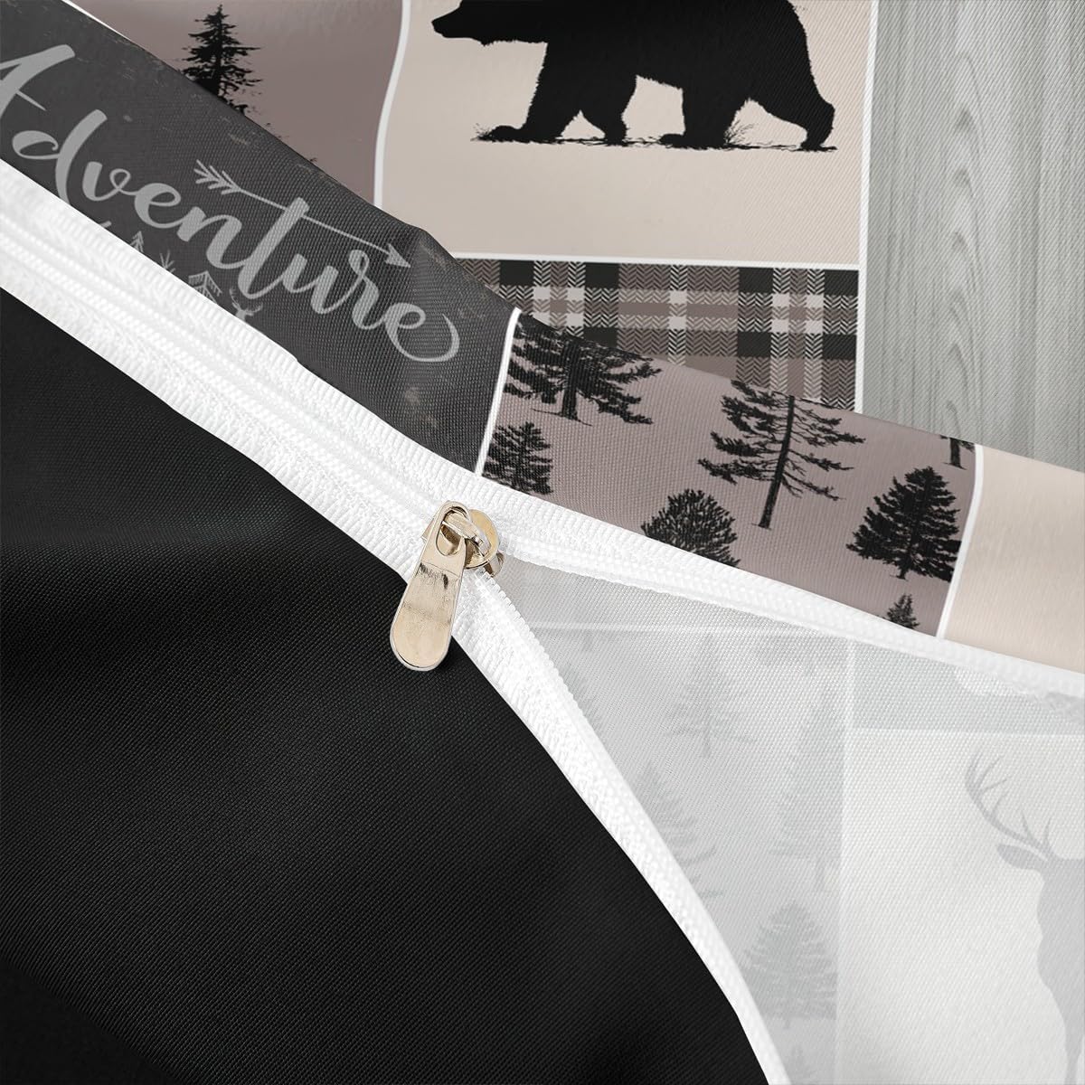Erosebridal Rustic Patchwork Bedding Set,Country Cabin Duvet Cover King for Kids Teens Adult Checkered Buffalo Plaid Comforter Cover Bear Deer Bed Cover Woodland Wildlife Farmhouse Decorations