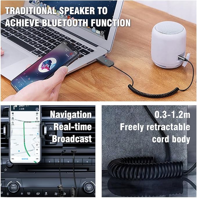 Adaptador Bluetooth 5.3 con Micrófono para Auto y Hogar miniatura 8