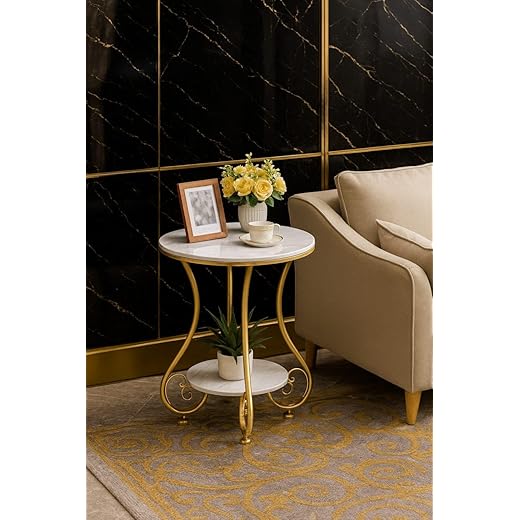 QEY RETI Wrought Iron Golden End Table