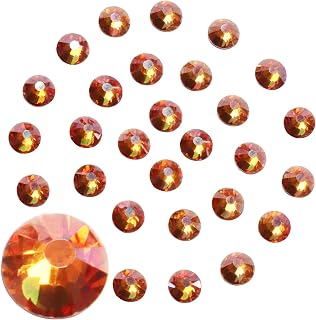 Jollin Glue Fix Crystal Flatback Rhinestones Glass Diamantes Gems for Nail Art Crafts Decorations Clothes Shoes(ss34 288pcs, Amber)