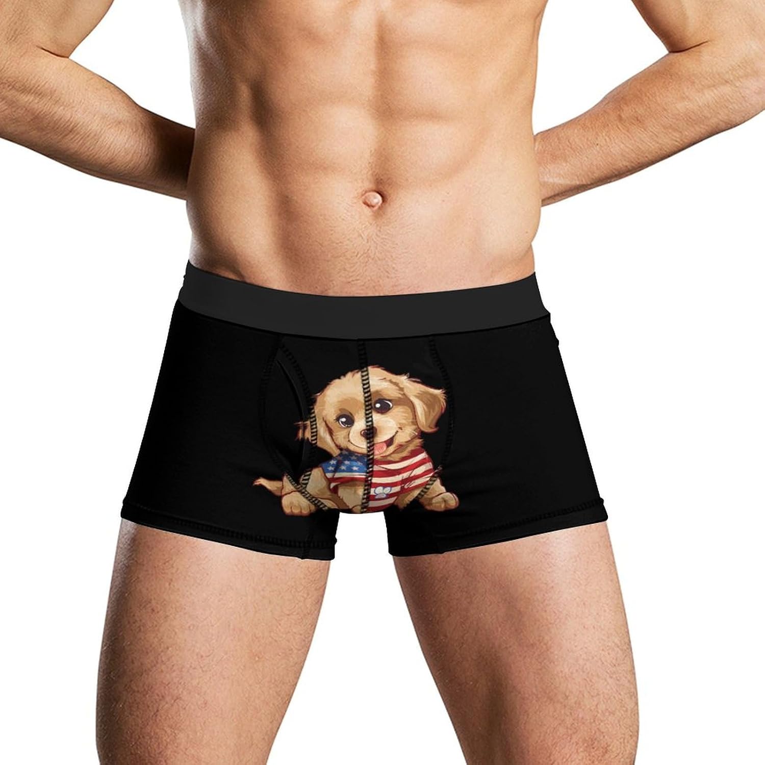 Cute Retriever Dog Puppy Novelty Men's Trunks Soft Breathable Underwear Patterned Stretch Briefs