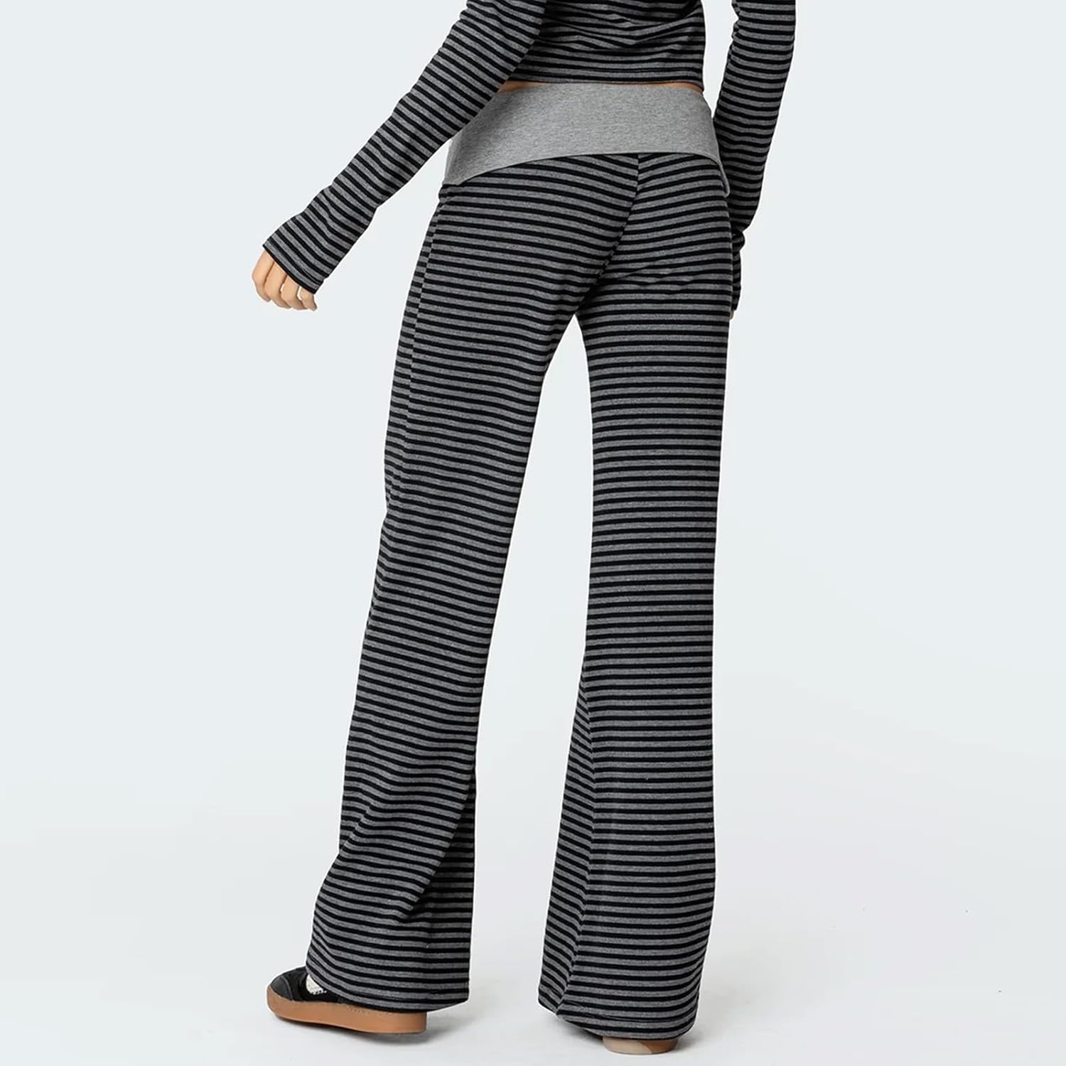 FOMOYUU Lounge Yoga Pants for Women Fold Over Low Waist Wide Leg Sweatpants Flare Leggings Bell Bottoms Y2K Foldover Pants - Image 4