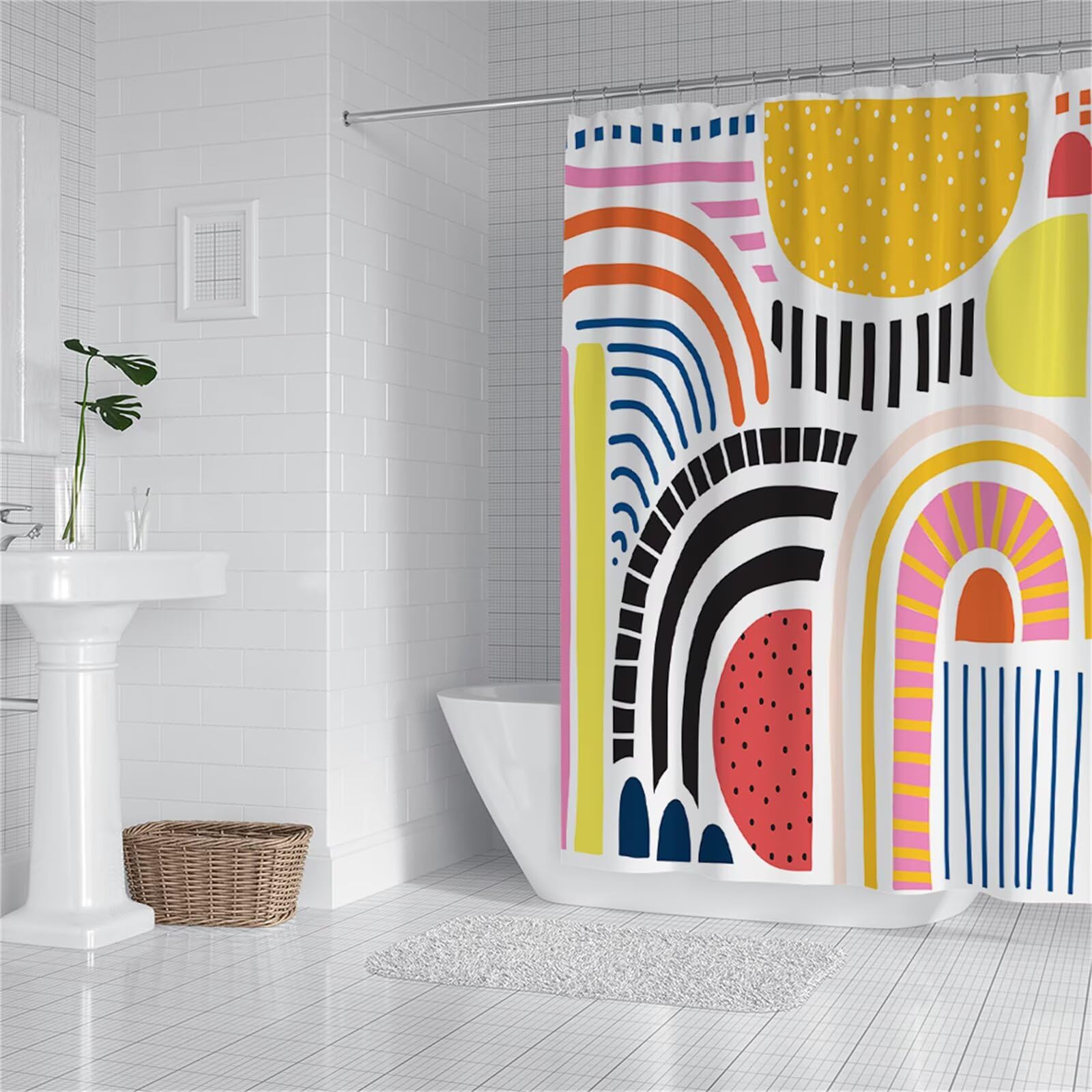 Rideau de douche 120x120 cm géométrique imperméable avec 12 crochets yl-633