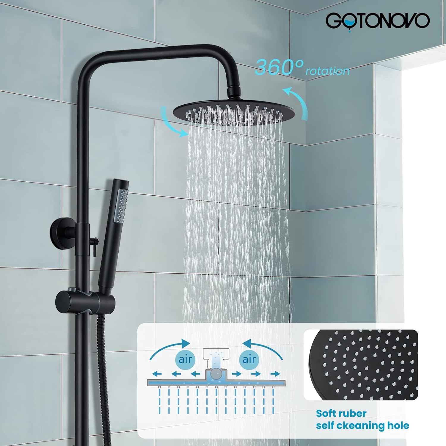 🔥 Shower System Set with Hand Sprayer and Tub Spout Stainless Steel Matte Black Cylinder Handle 8 Inch Rainfall Shower Head Bathroom Shower Faucet Fixture Wall Mount Triple Function Suреr Bіg Clеаrаnсе! Shower System Set with Hand Sprayer and Tub Spout Stainless Steel Matte Black Cylinder Handle 8 Inch Rainfall Shower Head Bathroom Shower Faucet Fixture Wall Mount Triple Function