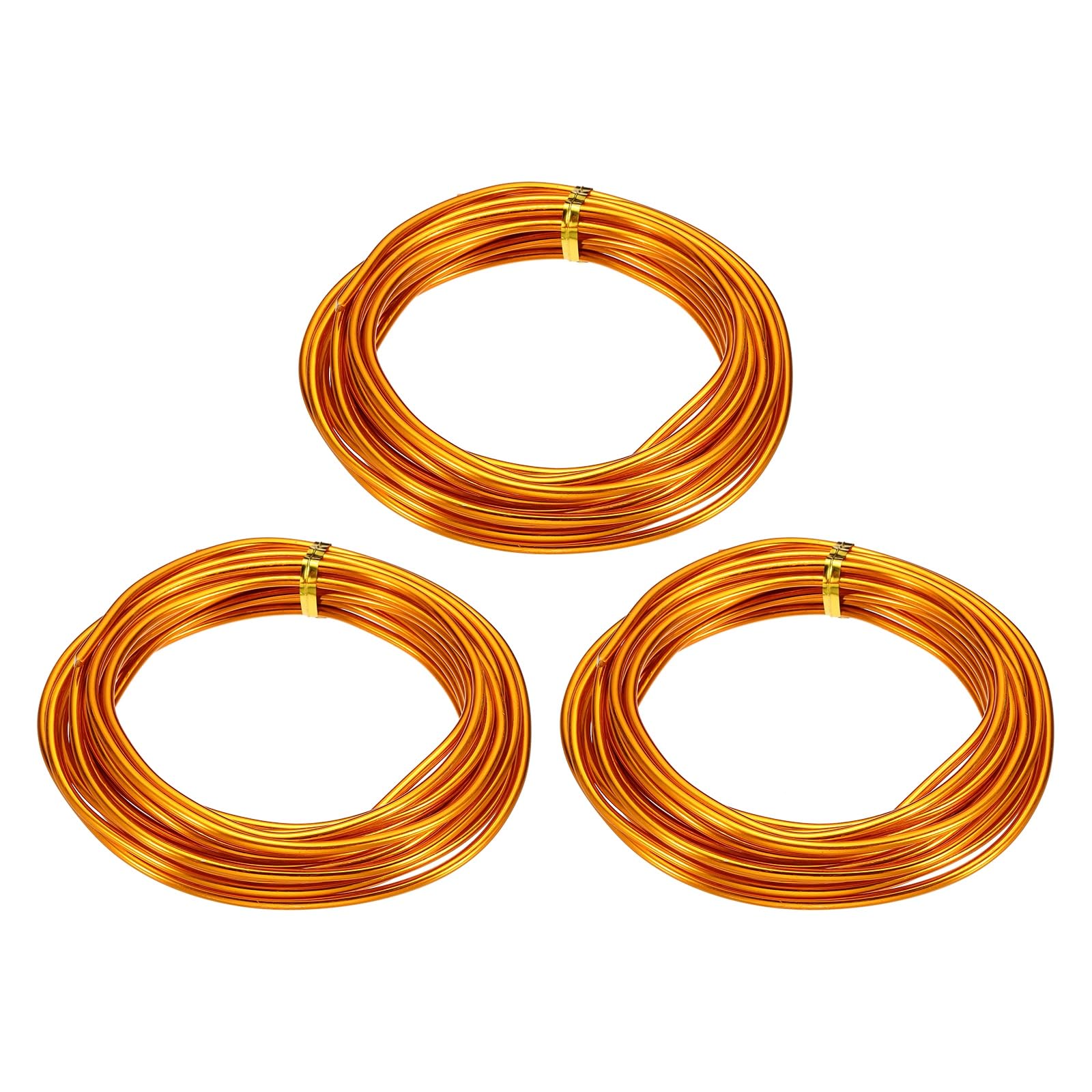 sourcing map 3 Roll Bonsai Wire 3mm Each Roll 16.4ft (5m) Anodized Aluminum Bonsai Wire for Gardening Tree Branch Fixing DIY Crafting, Gold