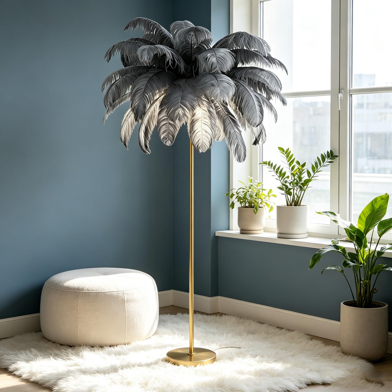 LCNDKF Luxury Decorative Feather Floor Lamp