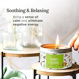 MAGNIFICENT 101 Sage & Clove Aromatherapy Candle - 6 Oz White Soy Wax - 35-Hour Burn Time - Long Lasting Sage & Energy Cleansing - Manifestation & Spiritual Decor
