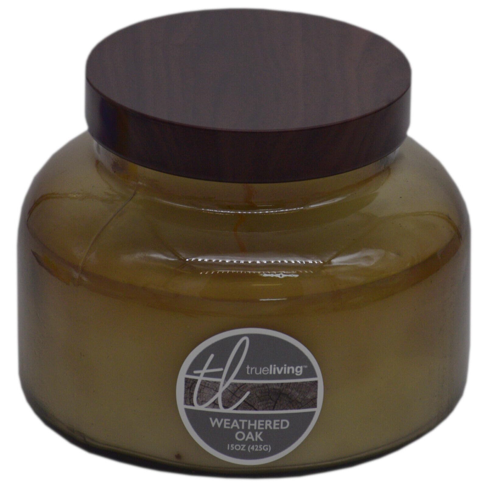 True Living Scented 2-Wick Frosted Bell Jar Candle 425g 15oz - Weathered Oak