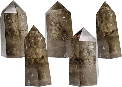 Miniatura 5 de Torre de cristal de Obelisco de Energía con punta de cristal de cuarzo ahumado natural de 4 pulgadas